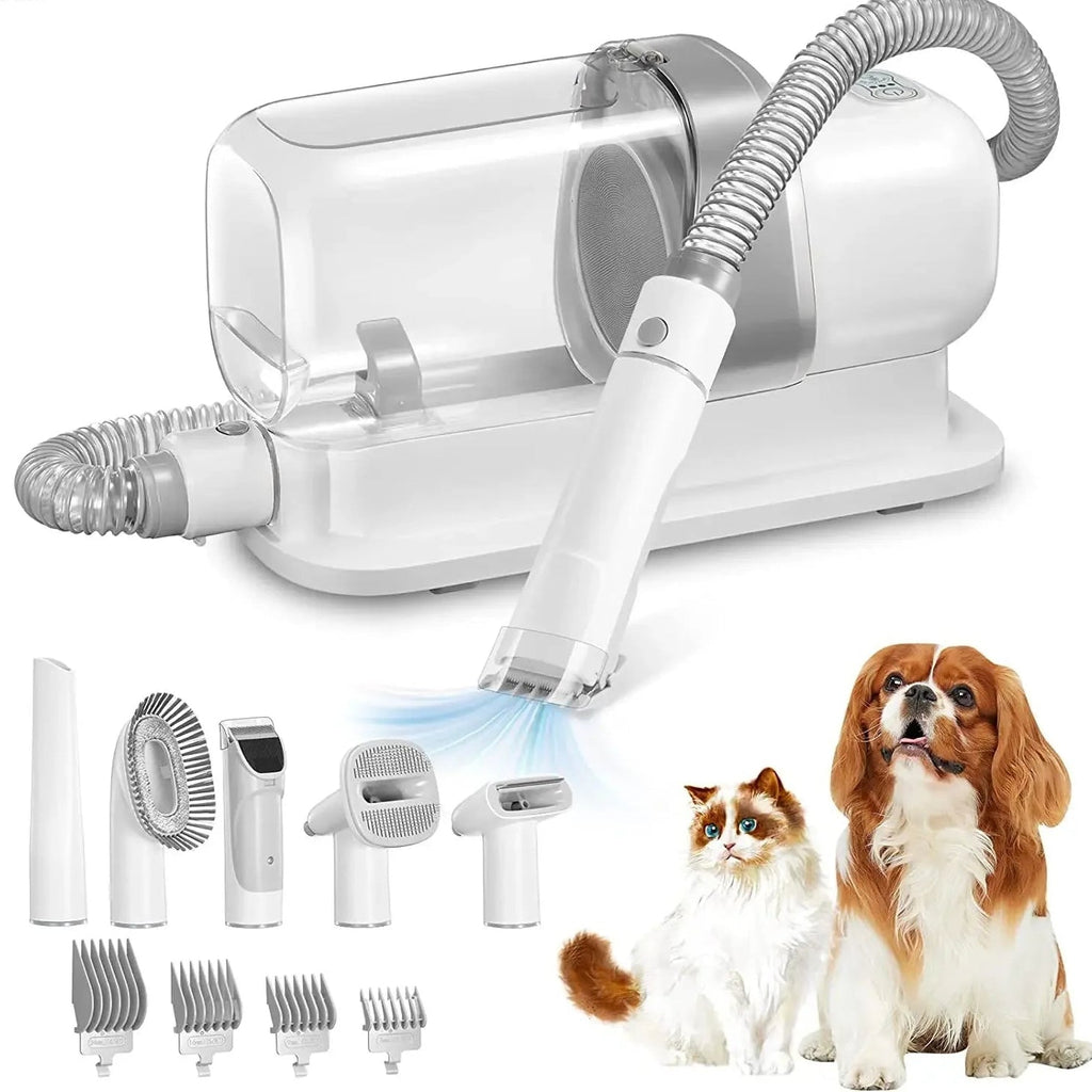 Dog & Cat Grooming Kit with Vacuum | 5 Tools & 4 Combs | 2.3L Container | 60dB | AC Powered