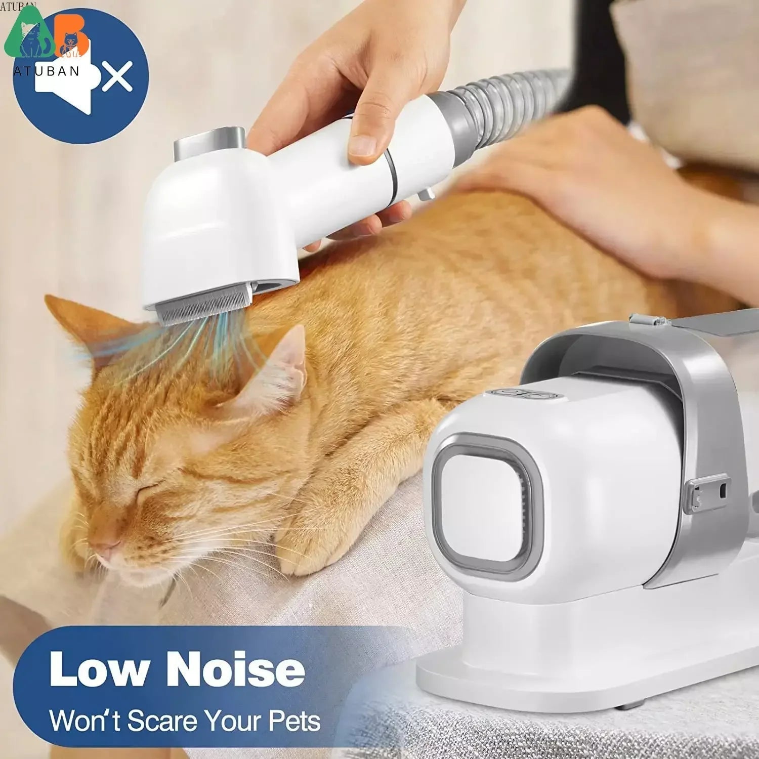Dog & Cat Grooming Kit with Vacuum | 5 Tools & 4 Combs | 2.3L Container | 60dB | AC Powered