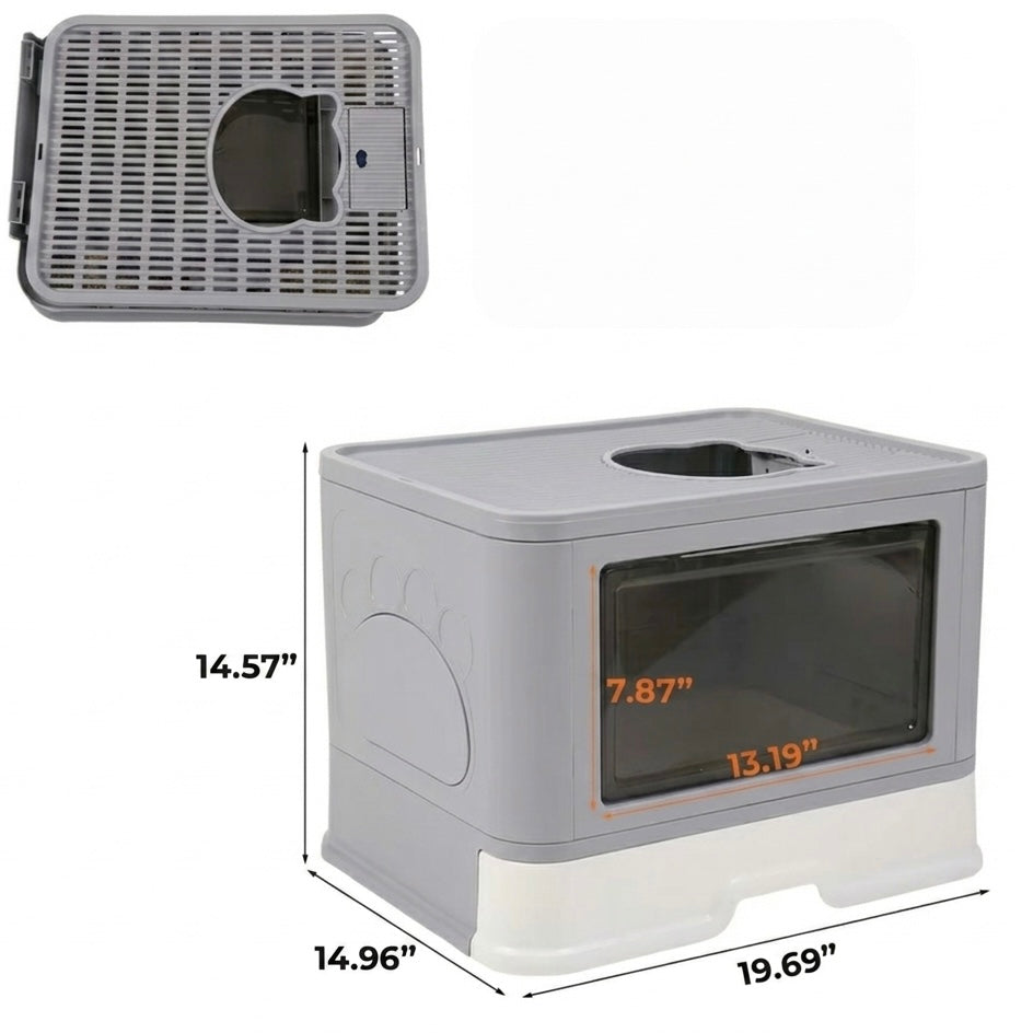 Foldable Cat Litter Box – Dual-Entry Design, Fully Enclosed & Easy Clean