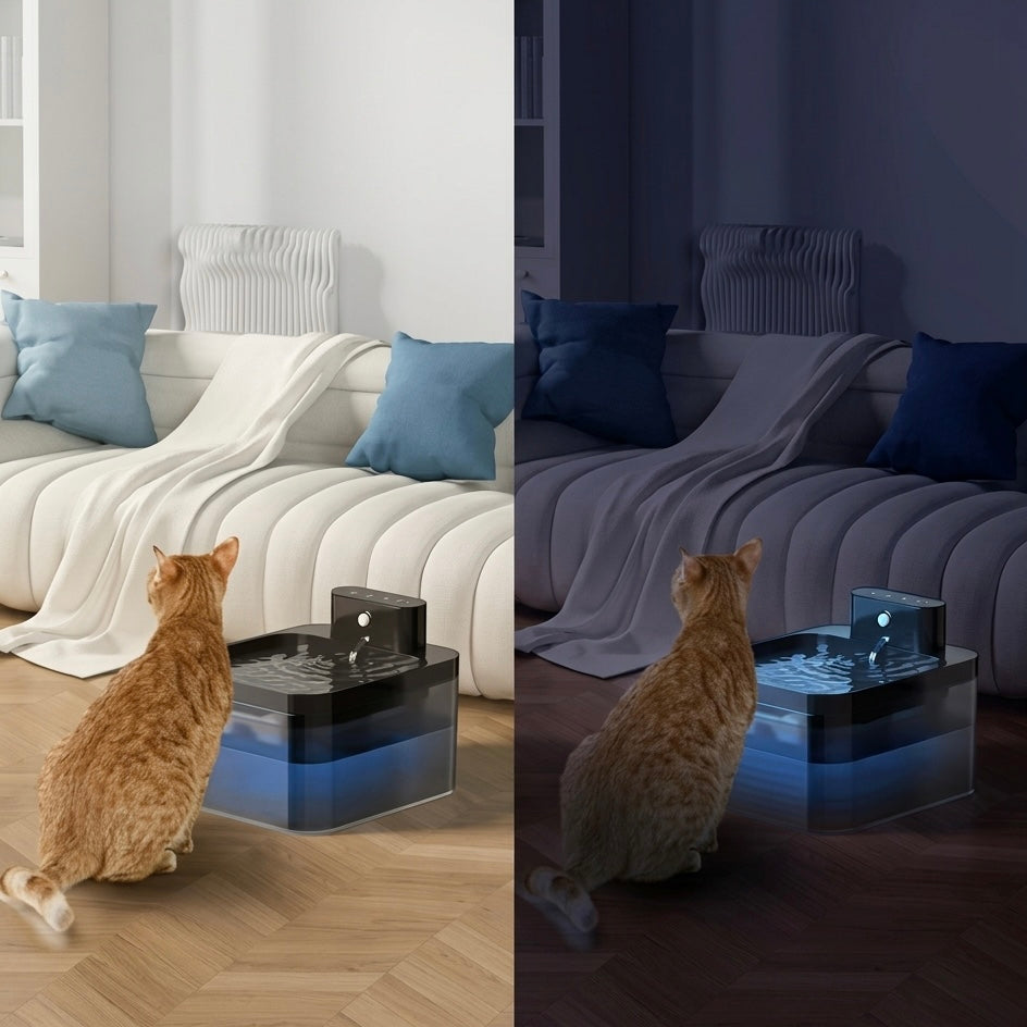 Automatic Cat Water Fountain | 2.2L | Infrared Sensor | USB-C Rechargeable | Quiet | Black
