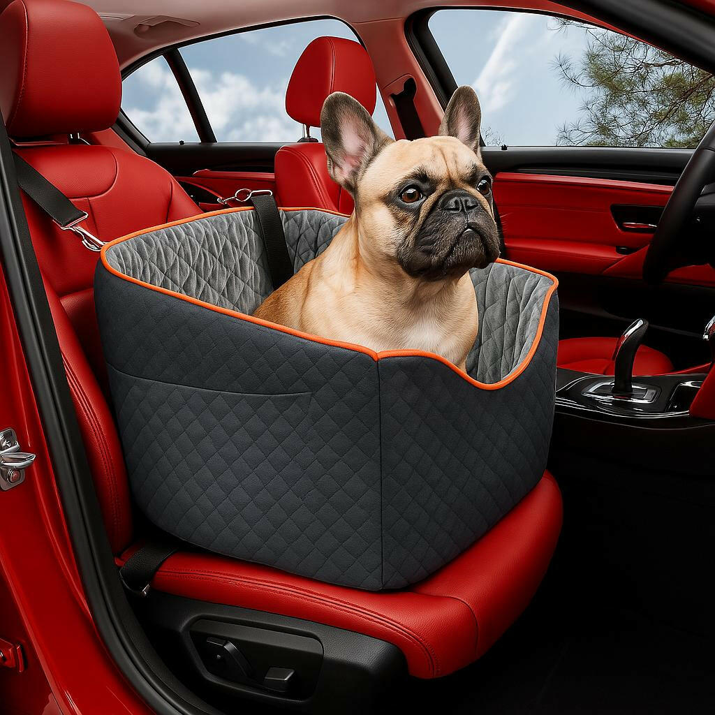 Elevated Dog Booster Car Seat – Safety Belt Attachment & Quilted Interior