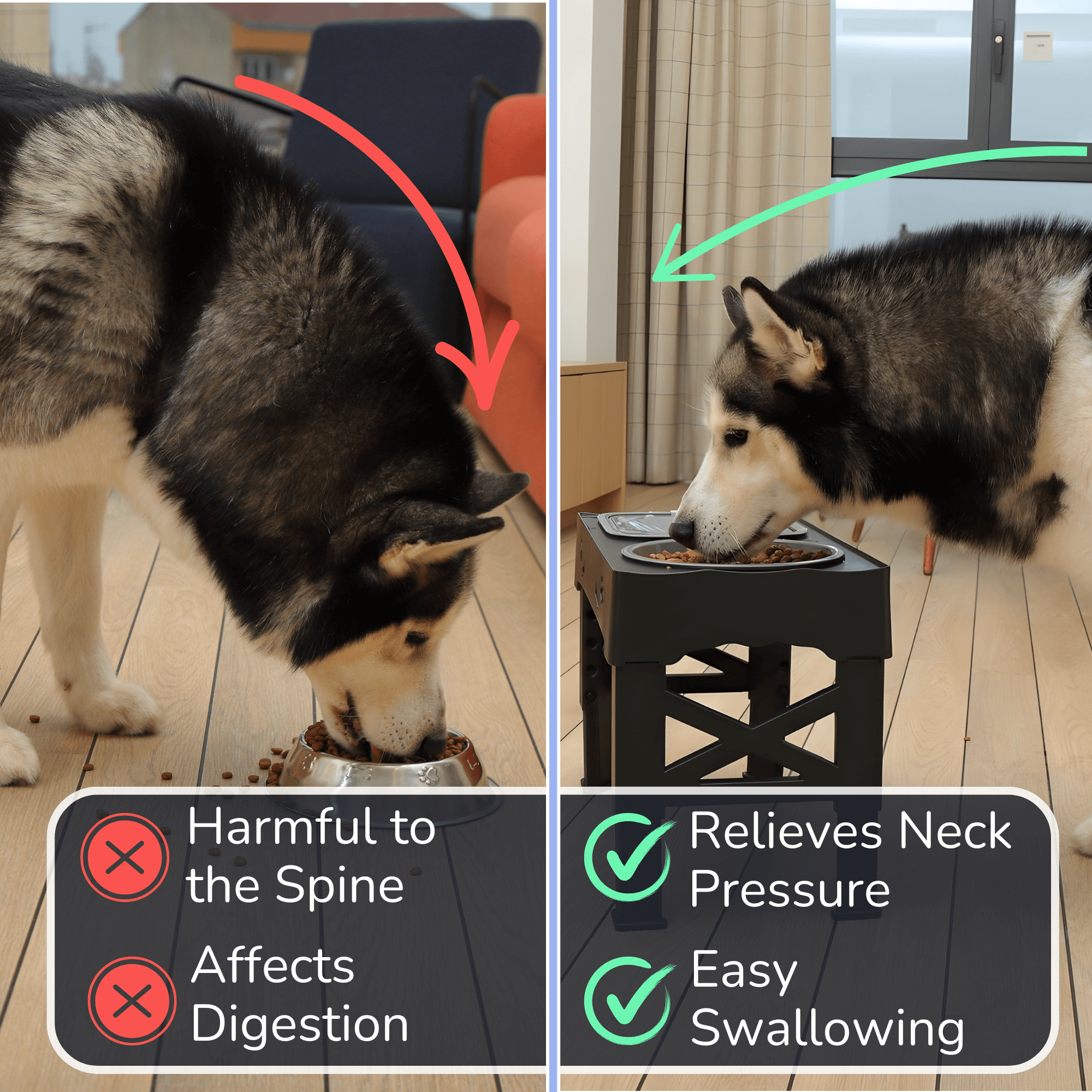 3-in-1 Elevated Dog Bowl Stand – Slow Feeder, Spill-Proof Water Bowl & 5 Height Settings