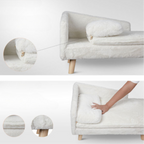 Elevated Pet Sofa Bed – L-Shape Chaise with Cushion, Pillow & Rubber Wood Legs