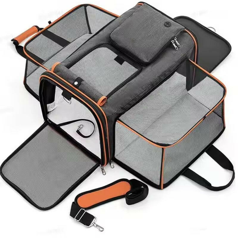 Expandable Pet Carrier Bag – Breathable Mesh, Foldable & Lightweight