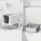 Covered Cat Litter Box – Stainless Steel Tray, Front Flap & Integrated Scoop