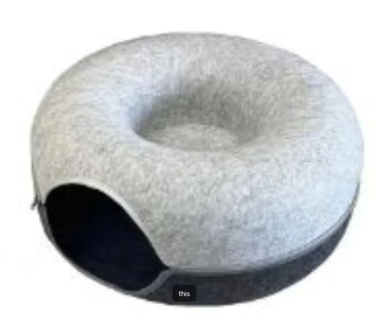 Felt Cat Bed & Tunnel | Dual-Use Design | Removable Cover | 2 Sizes | 7 Color Options