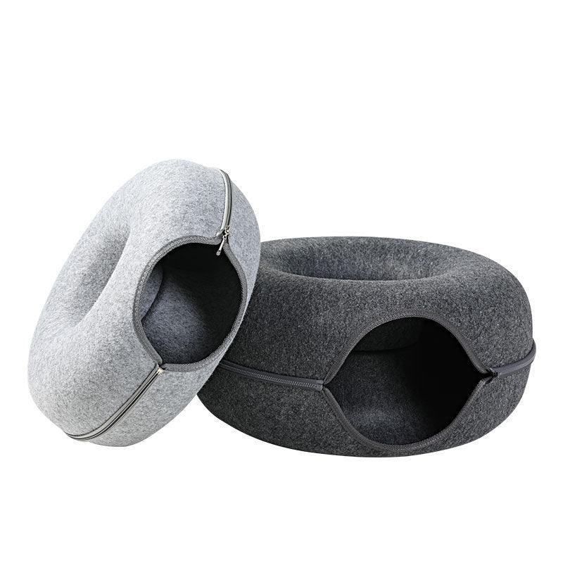 Felt Cat Bed & Tunnel | Dual-Use Design | Removable Cover | 2 Sizes | 7 Color Options