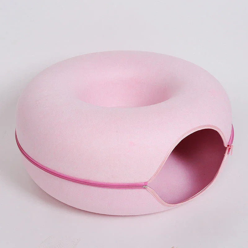 Felt Cat Bed & Tunnel | Dual-Use Design | Removable Cover | 2 Sizes | 7 Color Options
