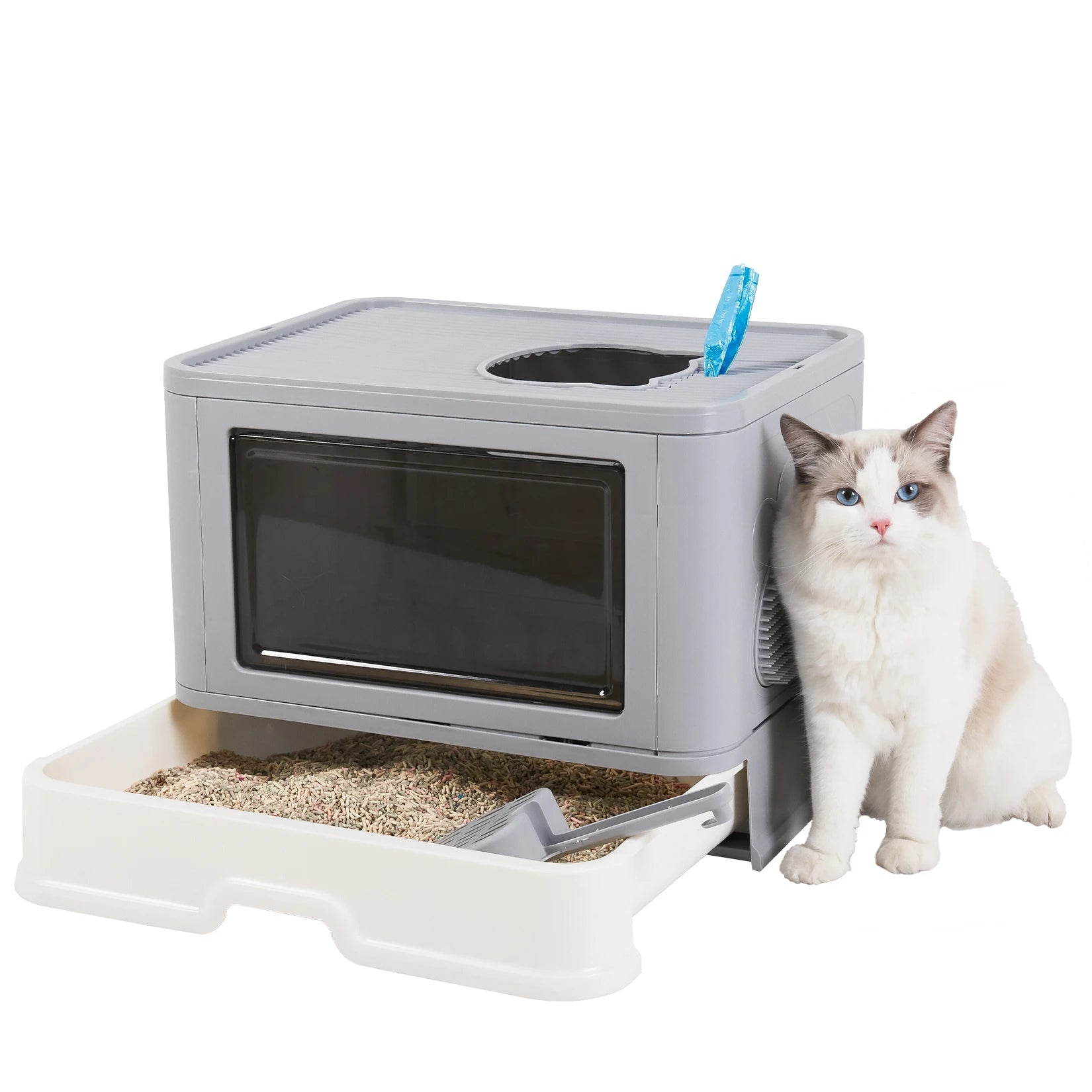 Foldable Cat Litter Box – Dual-Entry Design, Fully Enclosed & Easy Clean