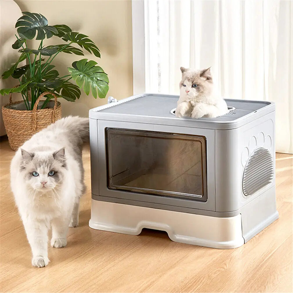 Foldable Cat Litter Box – Dual-Entry Design, Fully Enclosed & Easy Clean