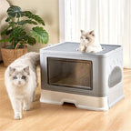Foldable Cat Litter Box – Dual-Entry Design, Fully Enclosed & Easy Clean