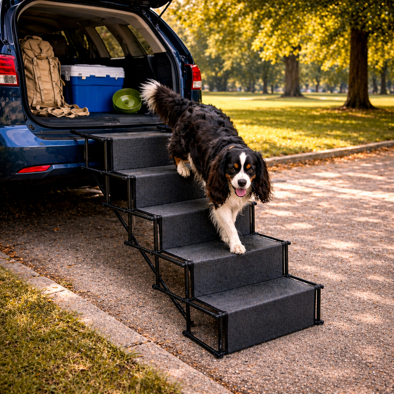 Foldable 5-Step Dog Car Stairs – Non-Slip, Lightweight & 150 lbs Capacity