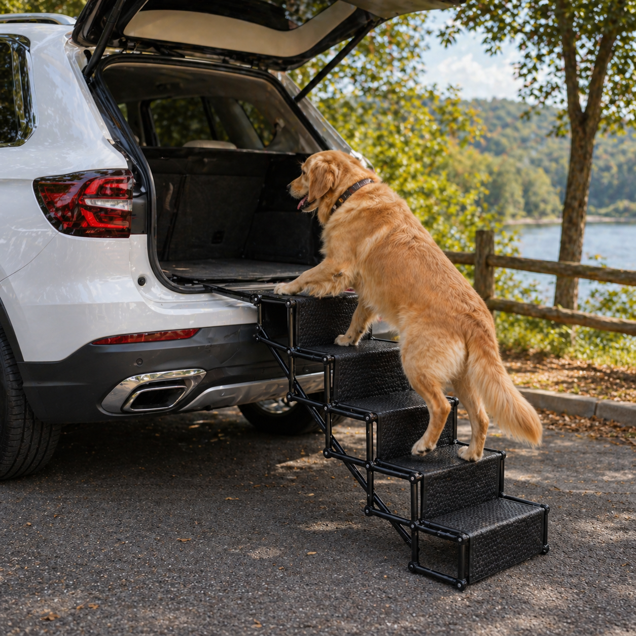 Foldable 5-Step Dog Car Stairs – Non-Slip, Lightweight & 150 lbs Capacity