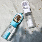 3-in-1 Portable Dog Travel Bottle – Water Dispenser, Food Storage & Waste Bag Compartment