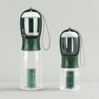 3-in-1 Portable Dog Travel Bottle – Water Dispenser, Food Storage & Waste Bag Compartment