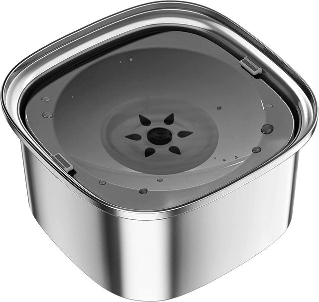 Spill-Proof Dog Water Bowl – 304 Stainless Steel with Floating Disc & Filter