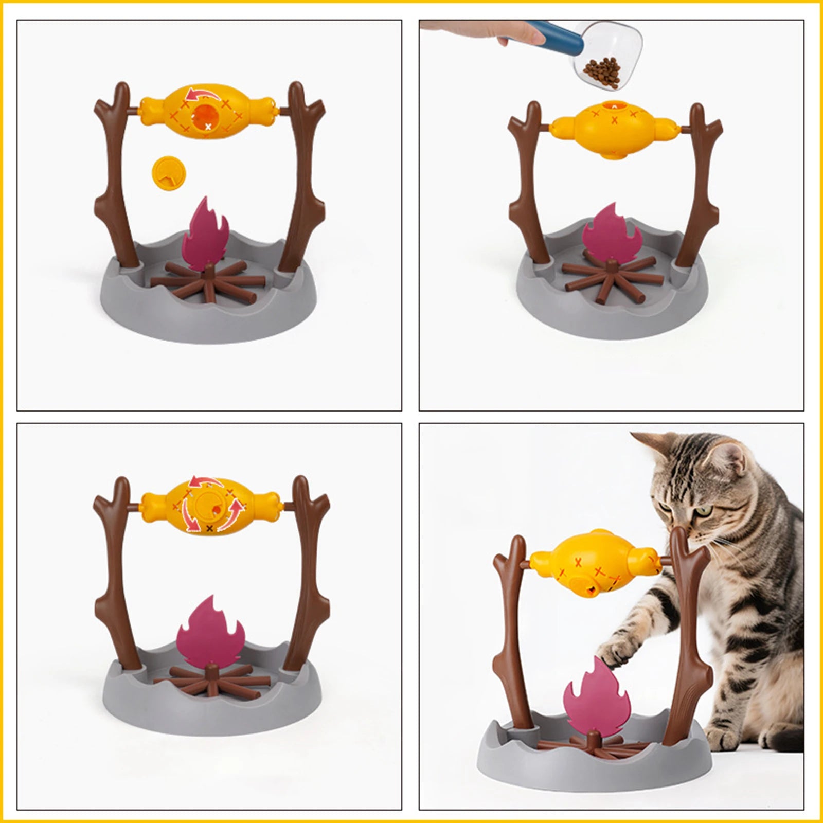 Interactive Cat Slow Feeder – Rotating Drumstick Dispenser with Adjustable Food Release