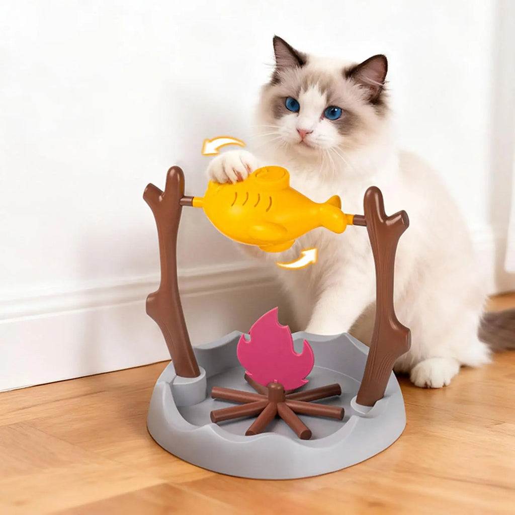Interactive Cat Slow Feeder – Rotating Drumstick Dispenser with Adjustable Food Release