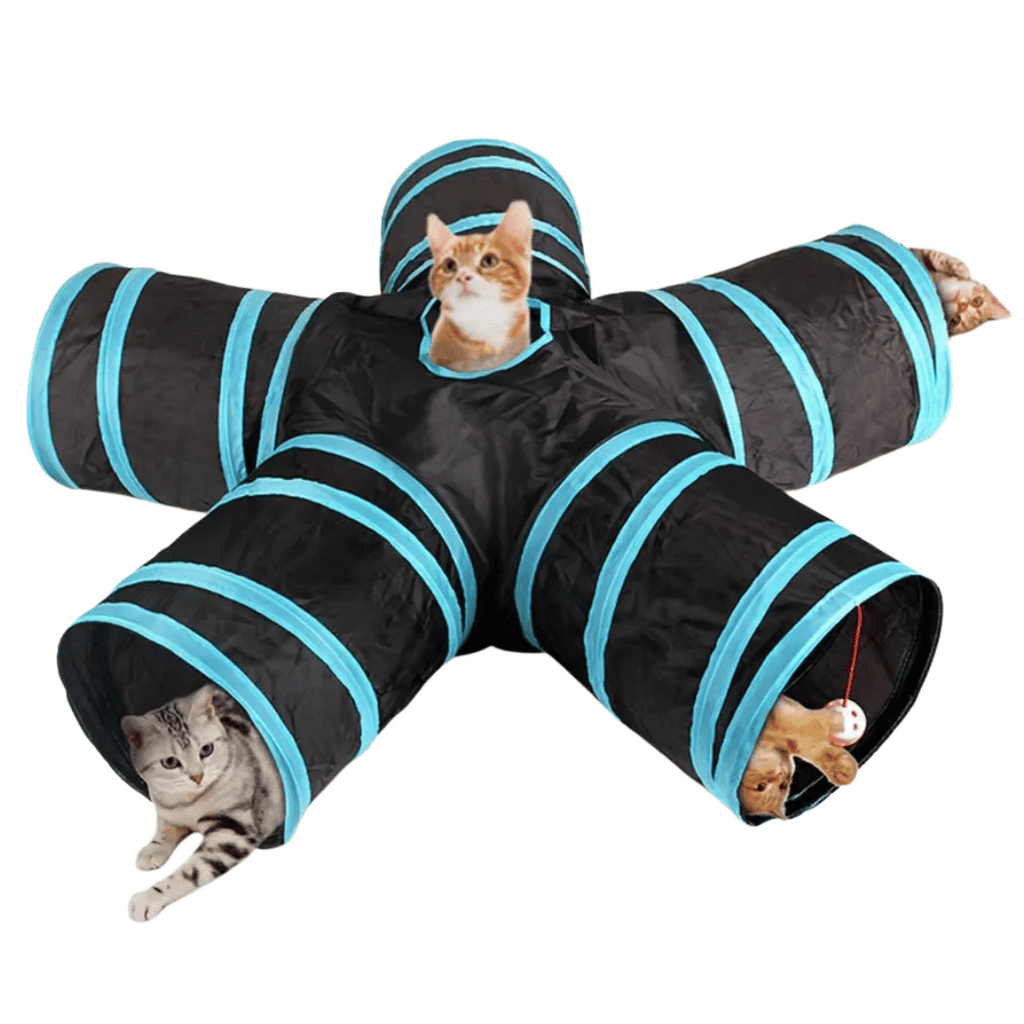 Foldable Cat Play Tunnel – Crinkle Sounds, Star Design & Multi-Pet Friendly