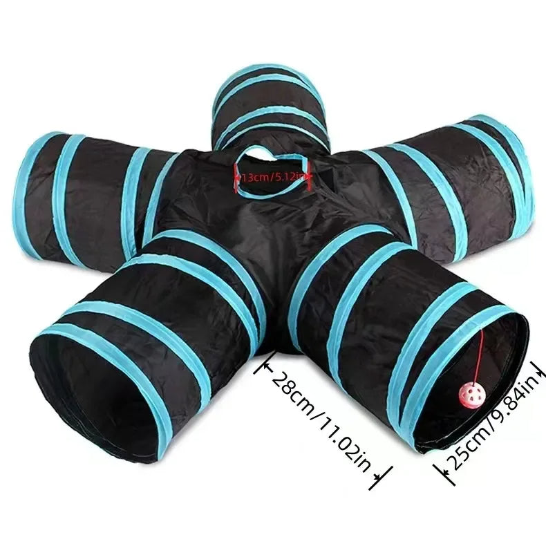 Foldable Cat Play Tunnel – Crinkle Sounds, Star Design & Multi-Pet Friendly