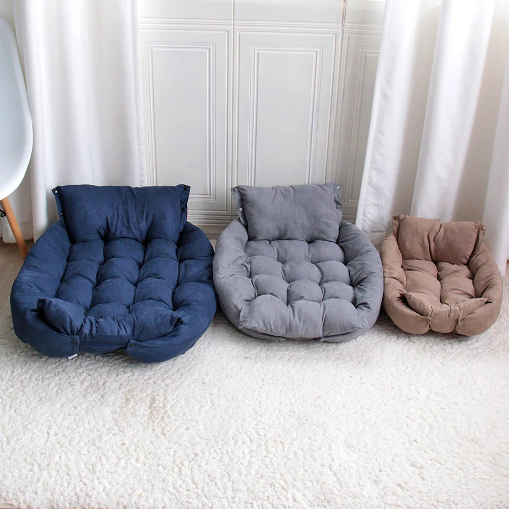 Luxury Pet Bed | 3-in-1 Convertible Dog & Cat Bed with Soft Cotton Feel | Cozy Retreat for Ultimate Comfort