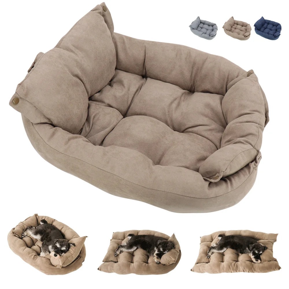 Luxury Pet Bed | 3-in-1 Convertible Dog & Cat Bed with Soft Cotton Feel | Cozy Retreat for Ultimate Comfort