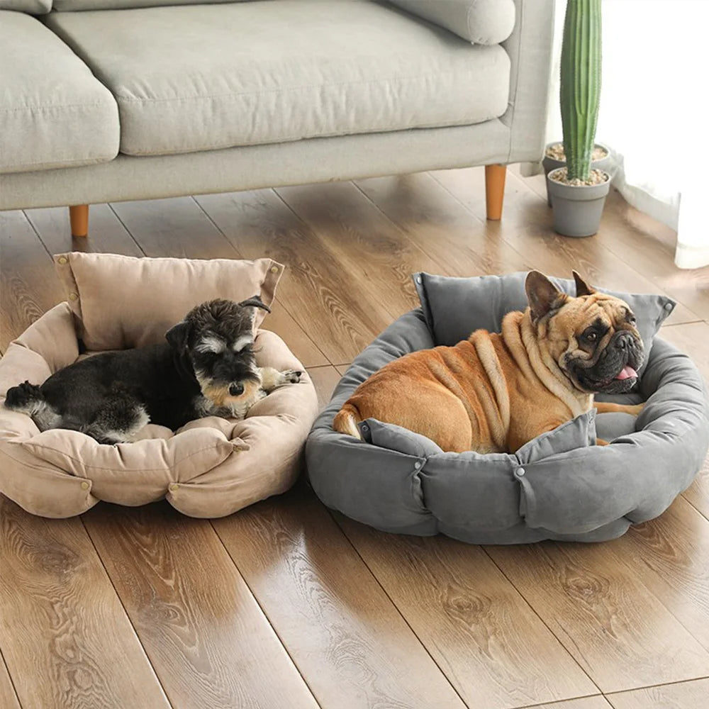 Luxury Pet Bed | 3-in-1 Convertible Dog & Cat Bed with Soft Cotton Feel | Cozy Retreat for Ultimate Comfort