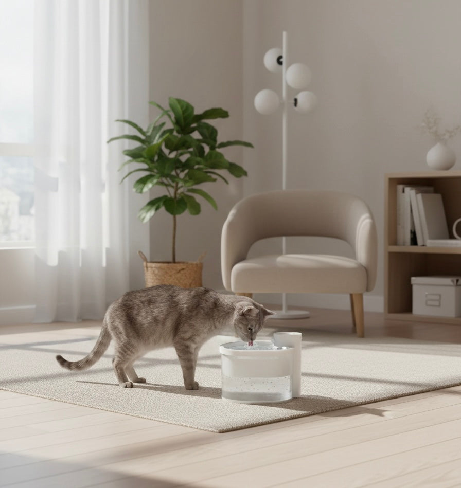 Motion Sensor Cat Water Fountain | 2L | 6-Layer Filtration | USB Rechargeable | Quiet | Black