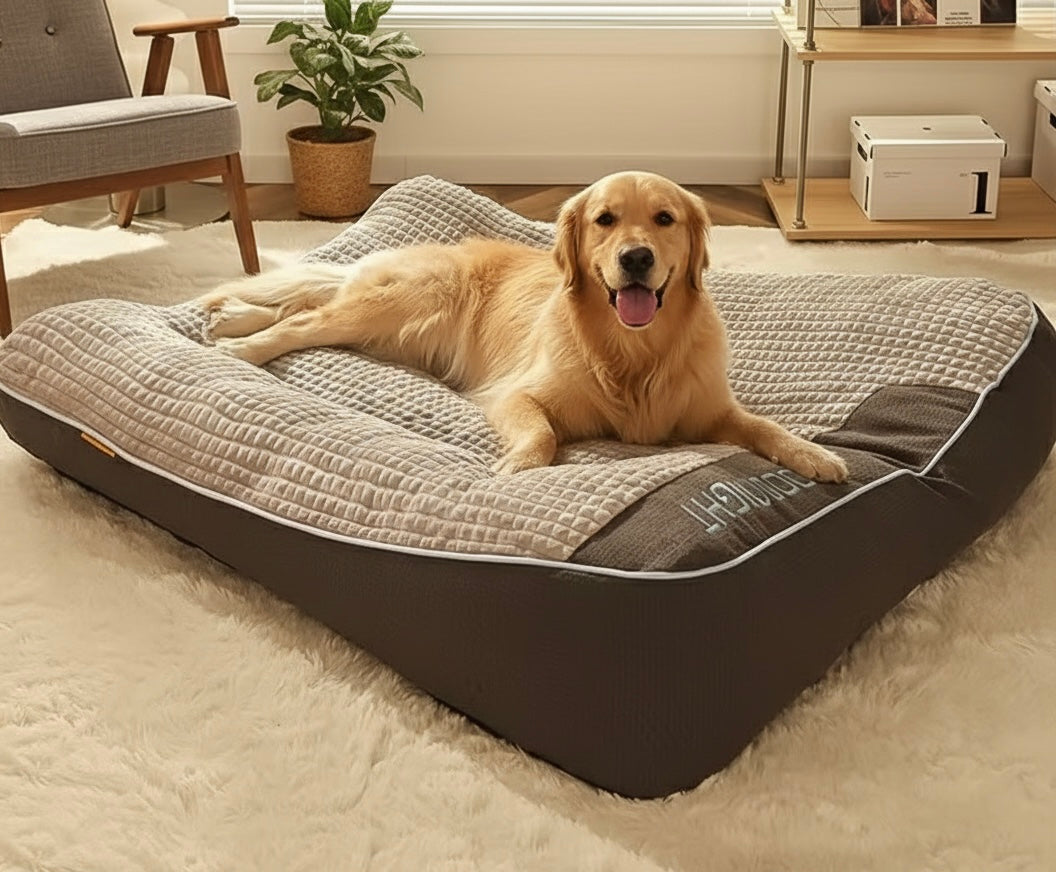 Orthopedic Dog Bed | Plush Polyester | XL, XXL & 3XL | Hand Washable | Brown & Grey