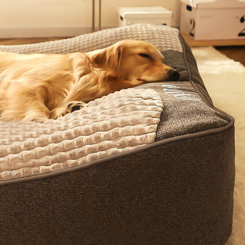Orthopedic Dog Bed | Plush Polyester | XL, XXL & 3XL | Hand Washable | Brown & Grey