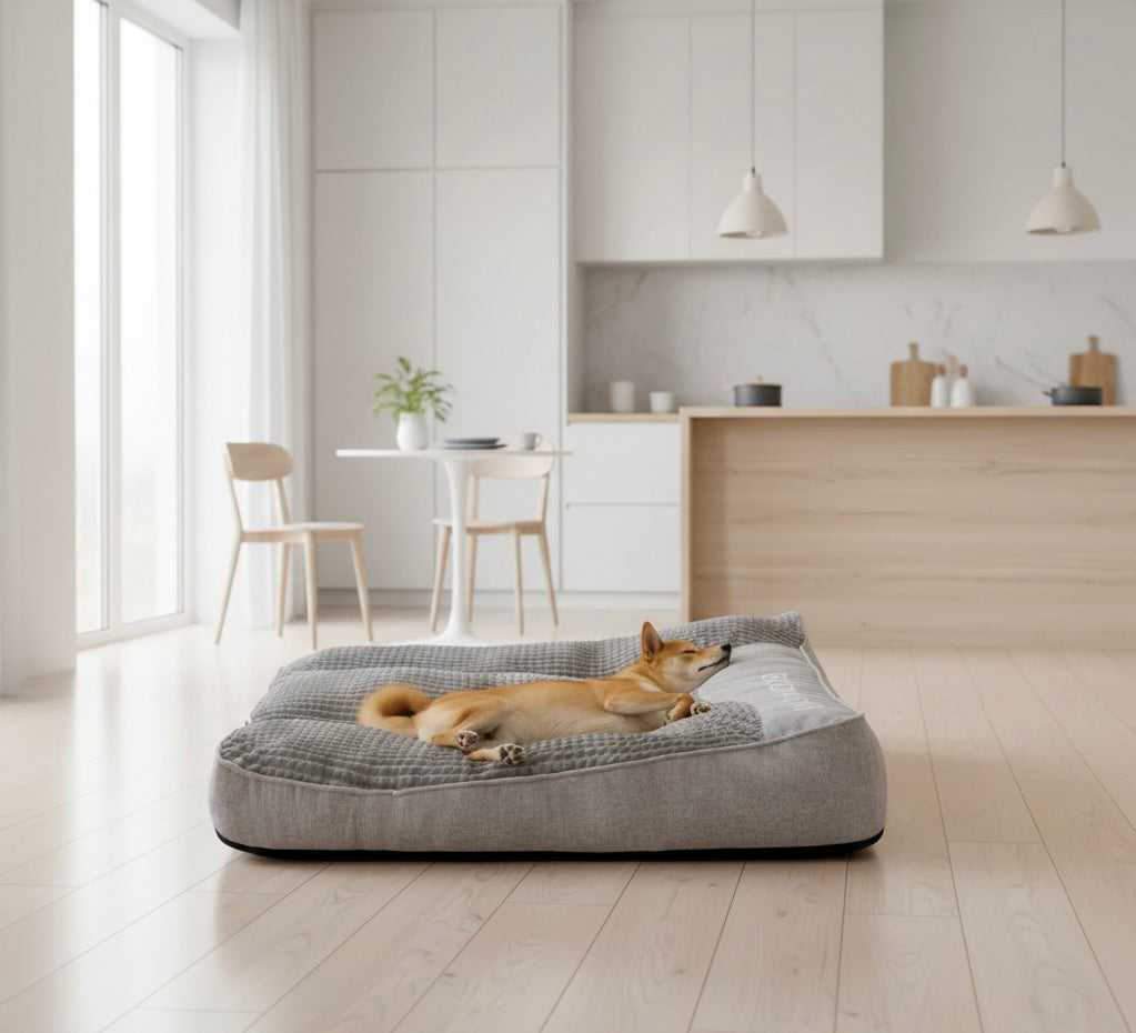 Orthopedic Dog Bed | Plush Polyester | XL, XXL & 3XL | Hand Washable | Brown & Grey