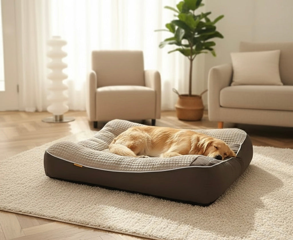Orthopedic Dog Bed | Plush Polyester | XL, XXL & 3XL | Hand Washable | Brown & Grey