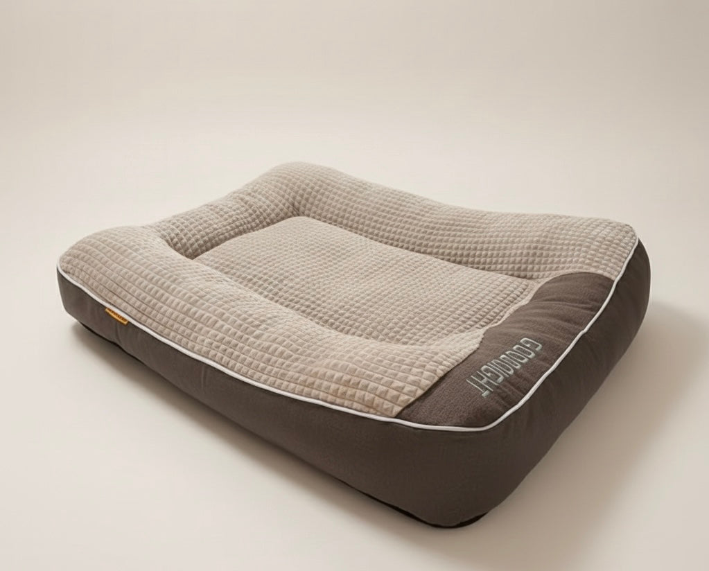 Orthopedic Dog Bed | Plush Polyester | XL, XXL & 3XL | Hand Washable | Brown & Grey