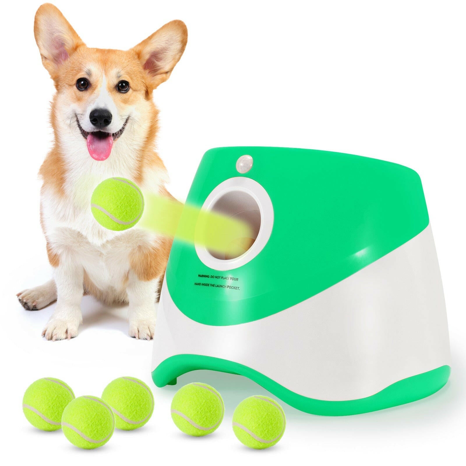 Automatic Ball Launcher for Dogs – 3 Distance Settings & 6 Balls Included