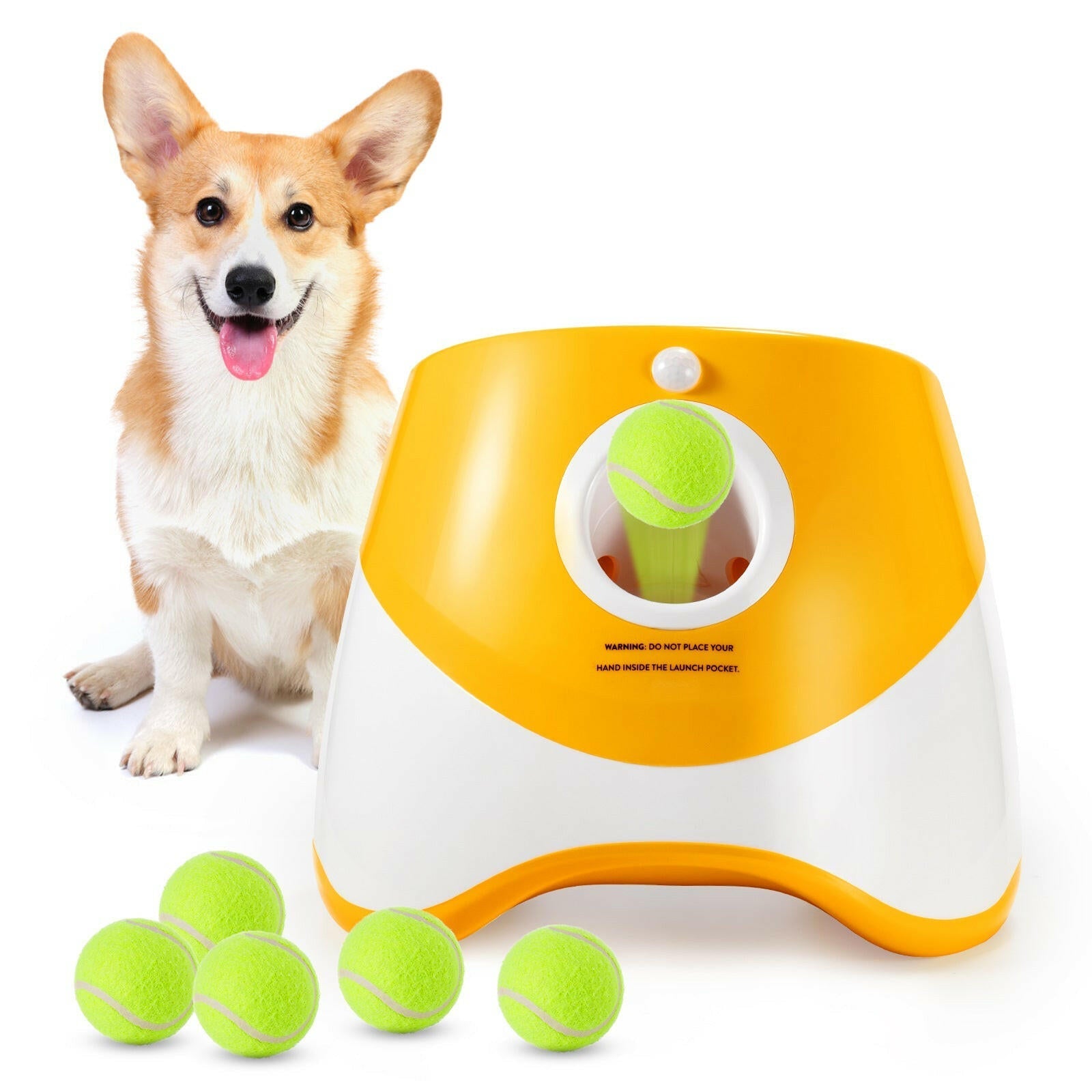 Automatic Ball Launcher for Dogs – 3 Distance Settings & 6 Balls Included