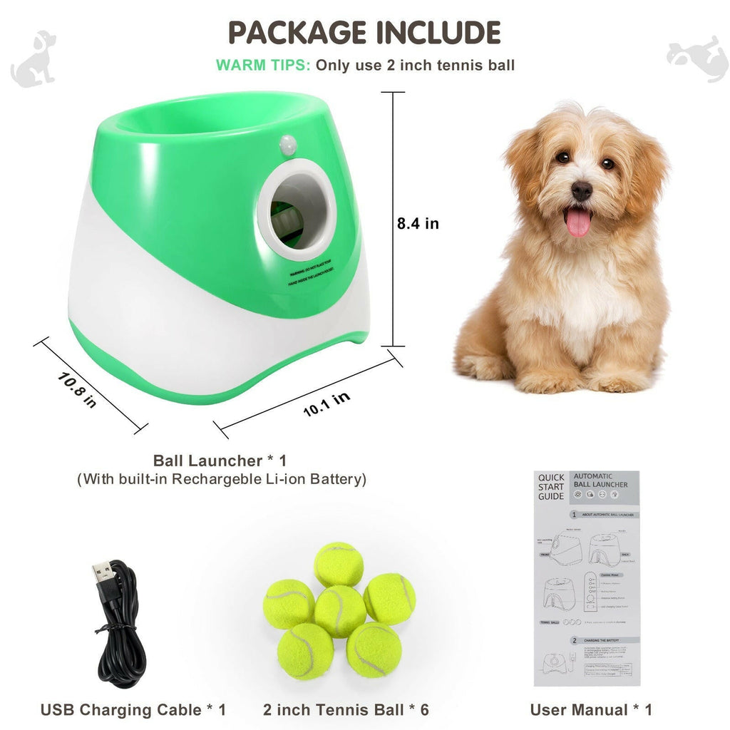 Automatic Ball Launcher for Dogs – 3 Distance Settings & 6 Balls Included