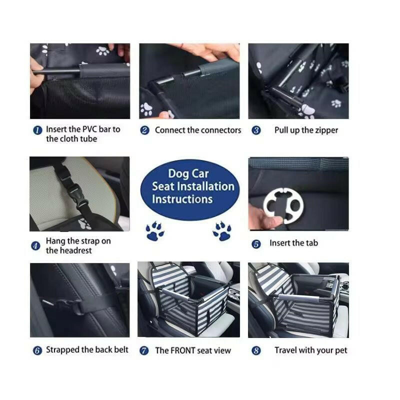 Elevated Dog Car Seat – Side Storage Pockets & Adjustable Straps for Small Dogs