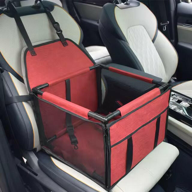 Elevated Dog Car Seat – Side Storage Pockets & Adjustable Straps for Small Dogs