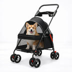 Foldable Pet Stroller – Detachable Basket, 360° Wheels & One-Hand Fold for Small Dogs & Cats