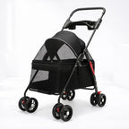 Foldable Pet Stroller – Detachable Basket, 360° Wheels & One-Hand Fold for Small Dogs & Cats