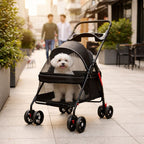 Foldable Pet Stroller – Detachable Basket, 360° Wheels & One-Hand Fold for Small Dogs & Cats