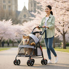 Foldable Pet Stroller – Detachable Basket, 360° Wheels & One-Hand Fold for Small Dogs & Cats