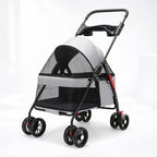 Foldable Pet Stroller – Detachable Basket, 360° Wheels & One-Hand Fold for Small Dogs & Cats
