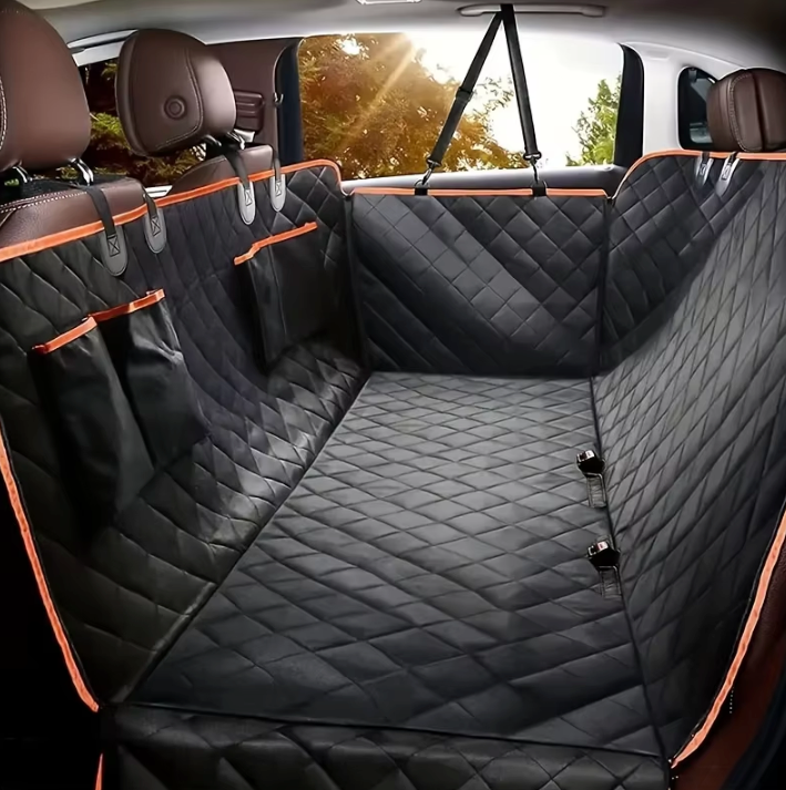 5-Layer Waterproof Dog Car Seat Cover – Hammock Mode, Side Flaps & Seatbelt Openings