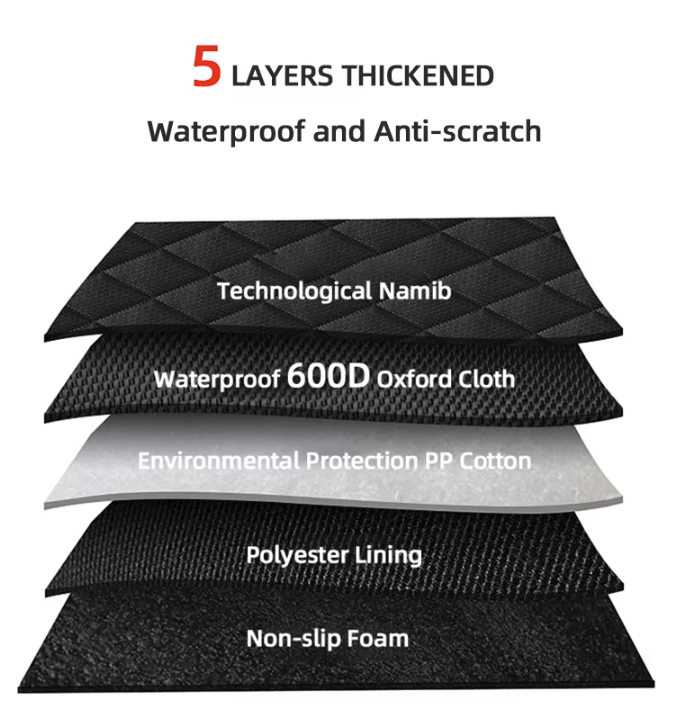 5-Layer Waterproof Dog Car Seat Cover – Hammock Mode, Side Flaps & Seatbelt Openings