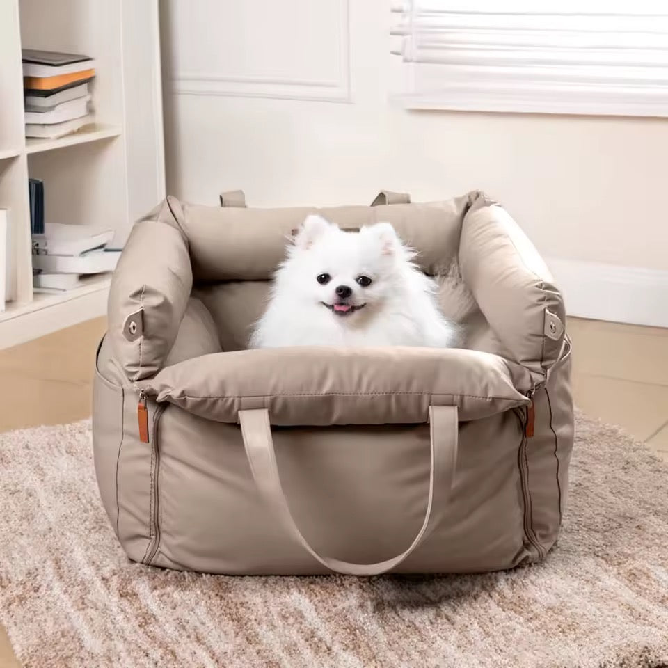Plush Dog Car Seat with Safety Belt | Water-Repellent | 55x50x45cm | Lightweight & Portable