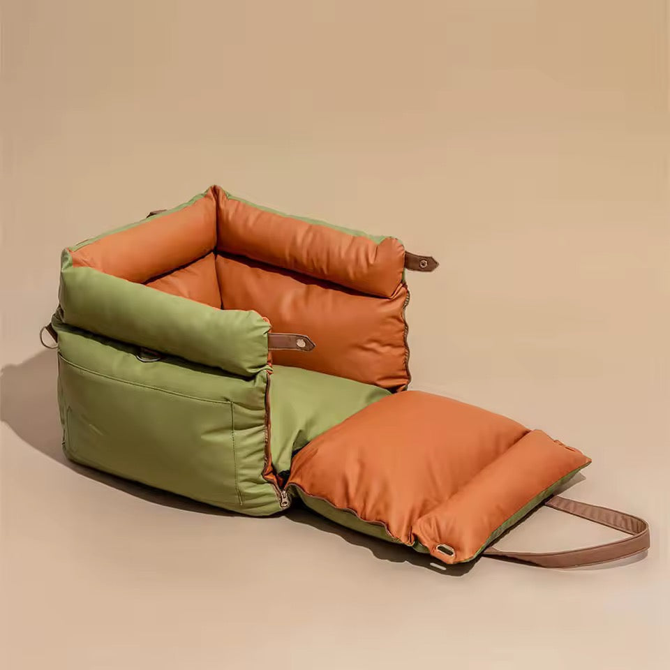 Plush Dog Car Seat with Safety Belt | Water-Repellent | 55x50x45cm | Lightweight & Portable