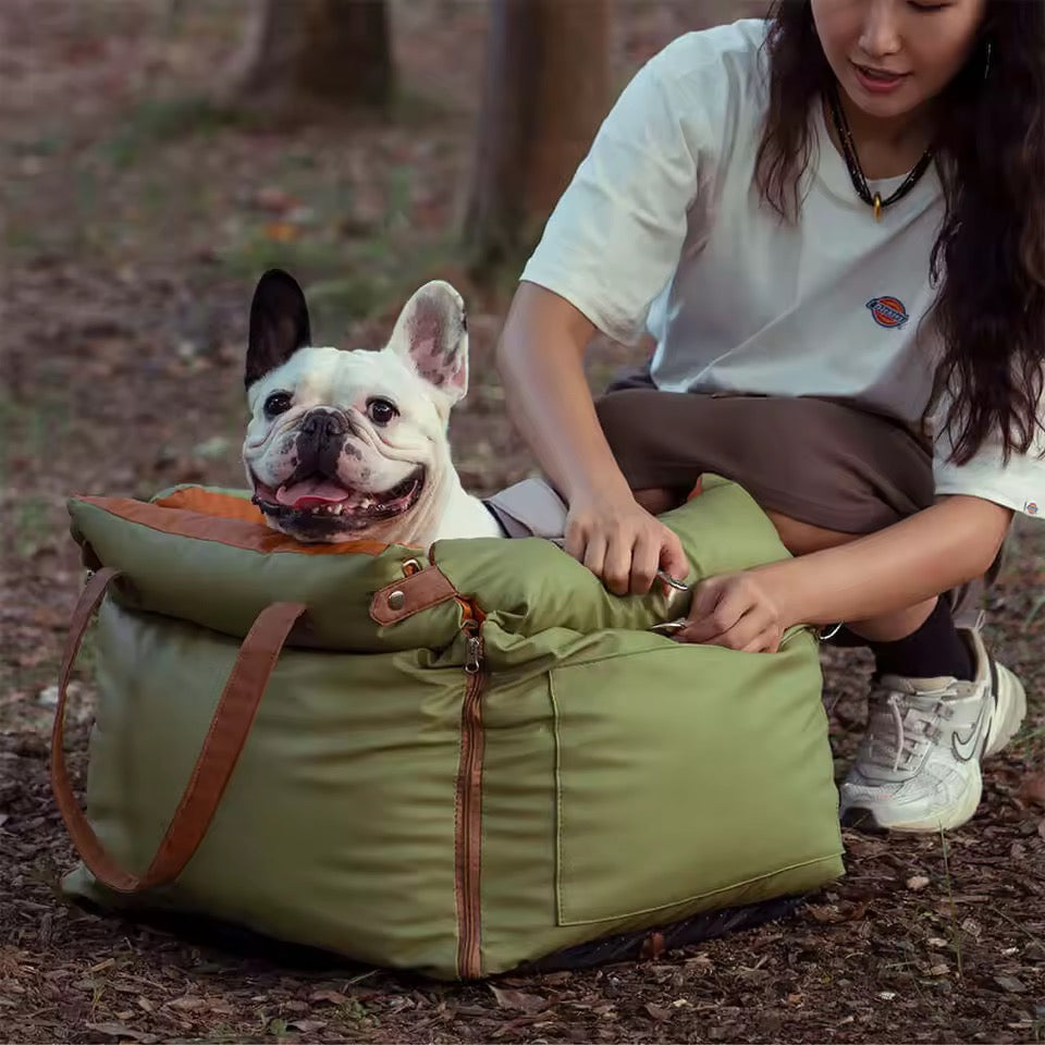 Plush Dog Car Seat with Safety Belt | Water-Repellent | 55x50x45cm | Lightweight & Portable