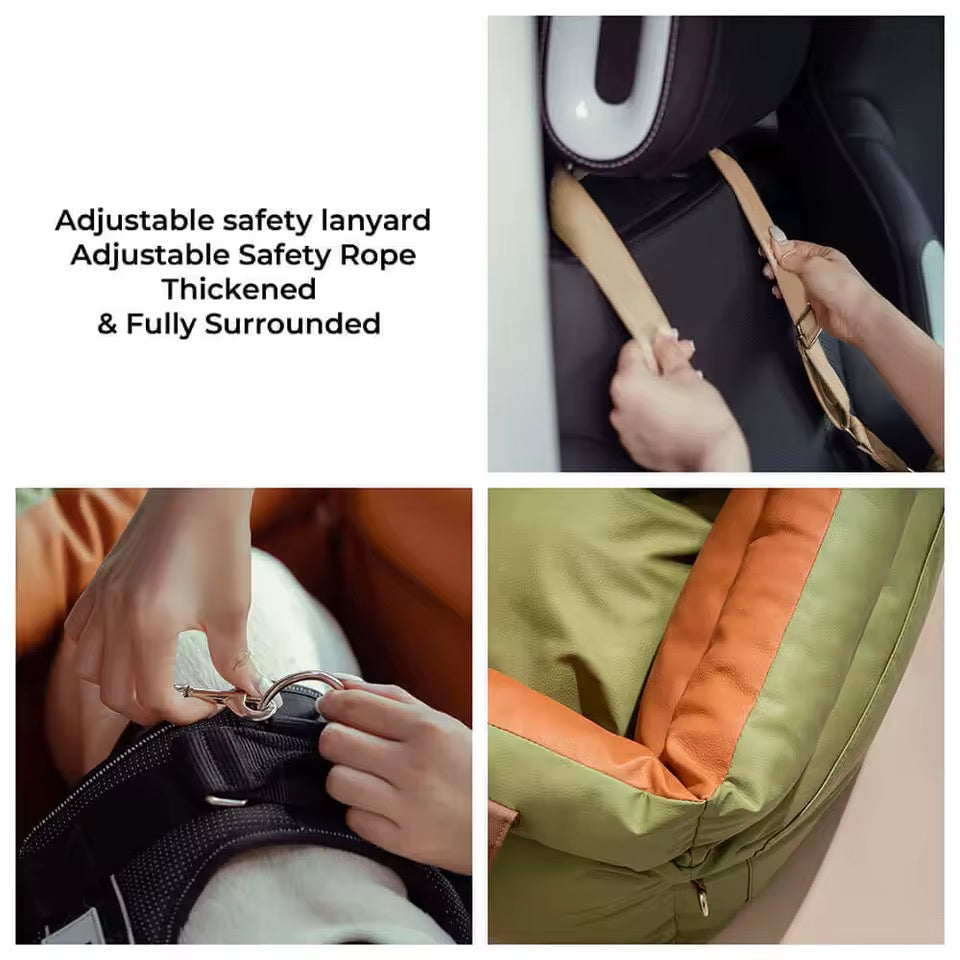 Plush Dog Car Seat with Safety Belt | Water-Repellent | 55x50x45cm | Lightweight & Portable