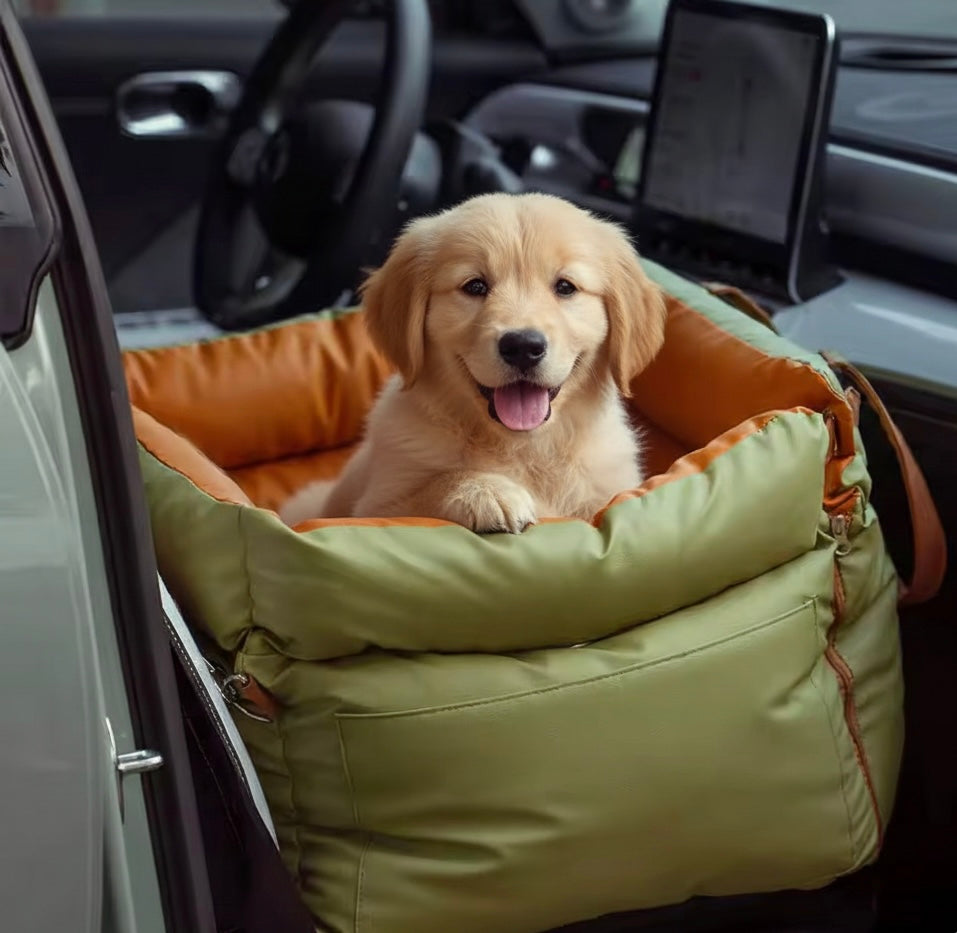 Plush Dog Car Seat with Safety Belt | Water-Repellent | 55x50x45cm | Lightweight & Portable